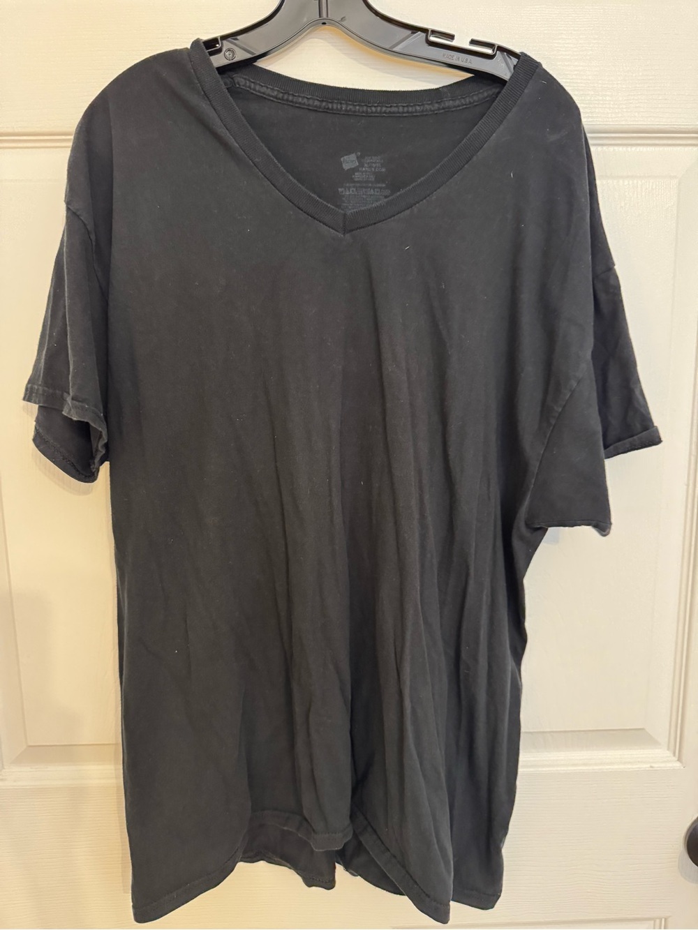 Hanes Black V-Neck Short Sleeve Tee